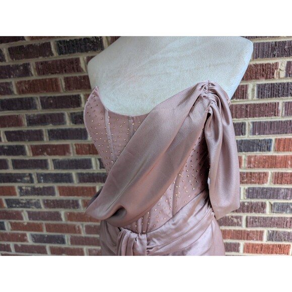 NWT Miss Circle Satin Crystal Embellished Corset Dress-Blush Pink-Sz Med - Picture 11 of 16